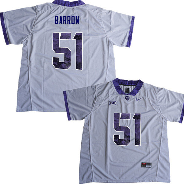 Men #51 Harrison Barron TCU Horned Frogs College Football Jerseys Sale-White - Click Image to Close